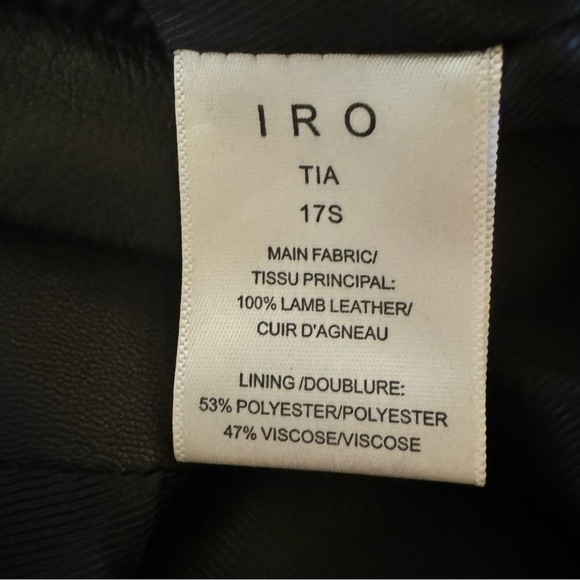 IRO Genuine Leather Mini Skirt Size 34 (size 0) with ruffle and zipper detail. - Picture 2 of 5